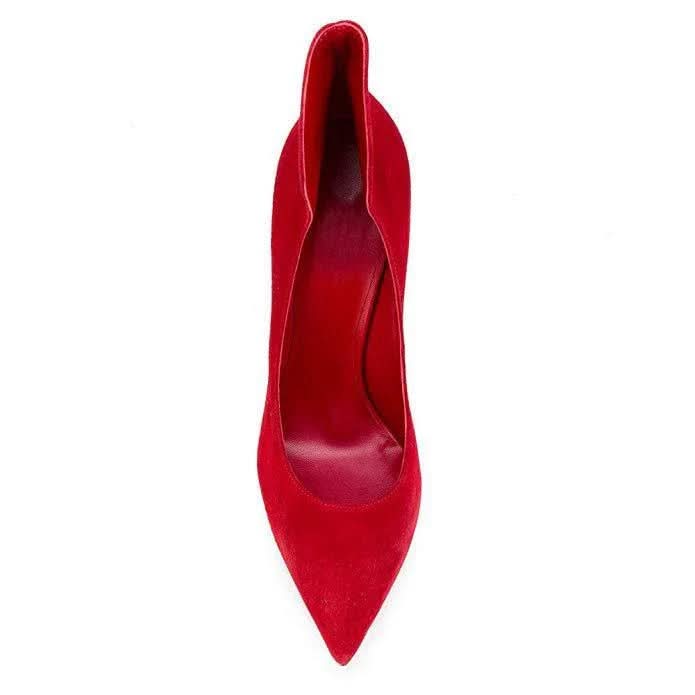 Ladies Red Suedette Fashion Pointed Toe Stiletto Women's Shoes Shoes Pleasures and Sins