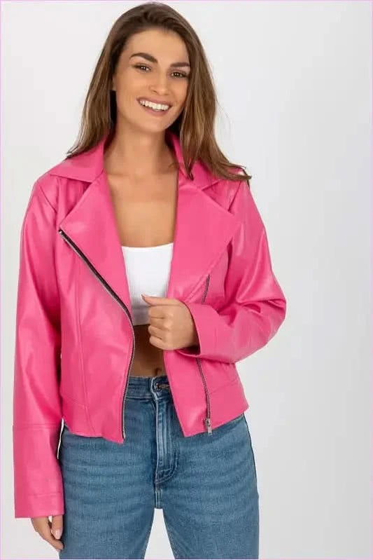 Eco Leather Jacket Casual Style Fashion Lakerta pink S/M