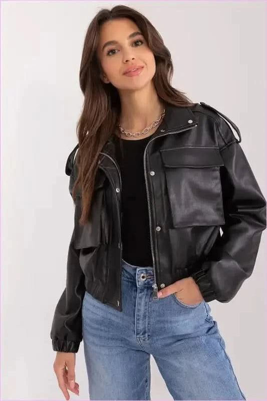Eco Leather Women's Fashion Jacket NM black S/M