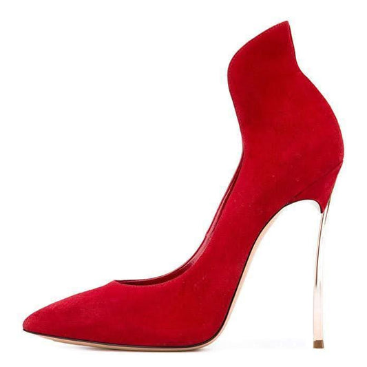Ladies Red Suedette Fashion Pointed Toe Stiletto Women's Shoes Shoes Pleasures and Sins