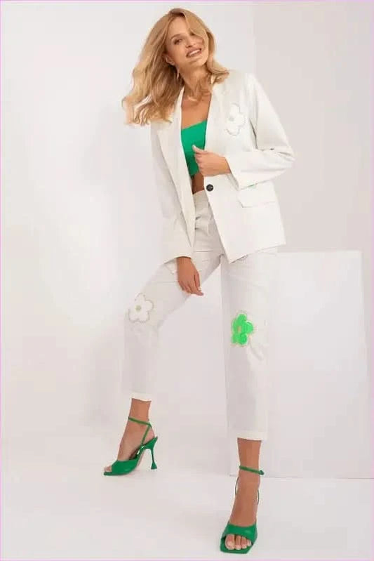 Elegant Jacket and Pants Set Fashion Add Italy Moda beige one-size-fits-all