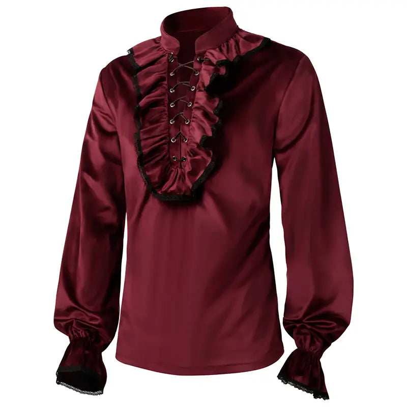 Mens Medieval Pleated Steampunk Civil War Shirt