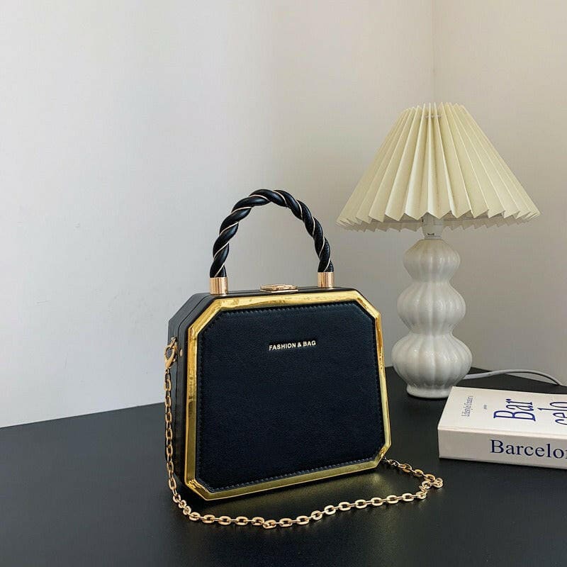 Fashionable Square Bag Stylish Chic Chain Crossbody black