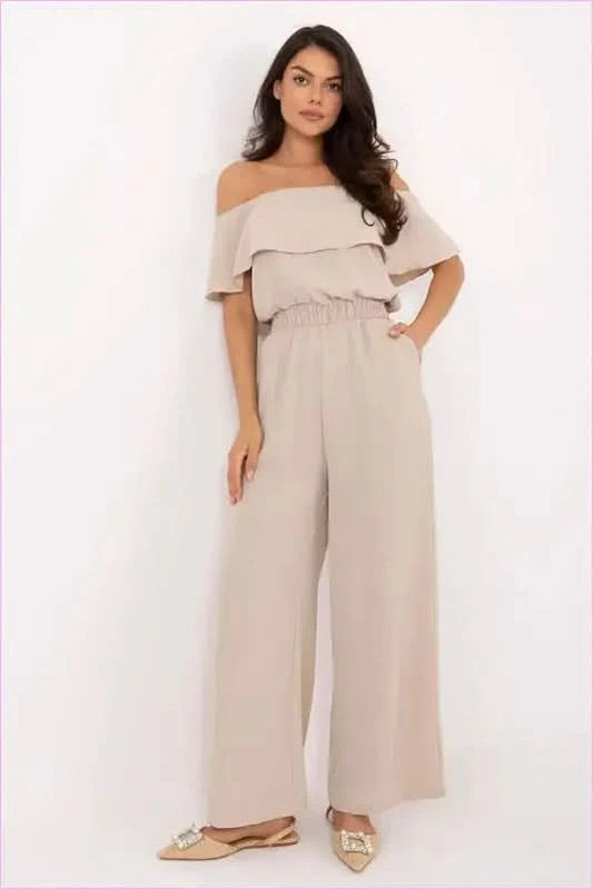 Feminine Jumpsuit Versatile Style Italy Moda beige one-size-fits-all