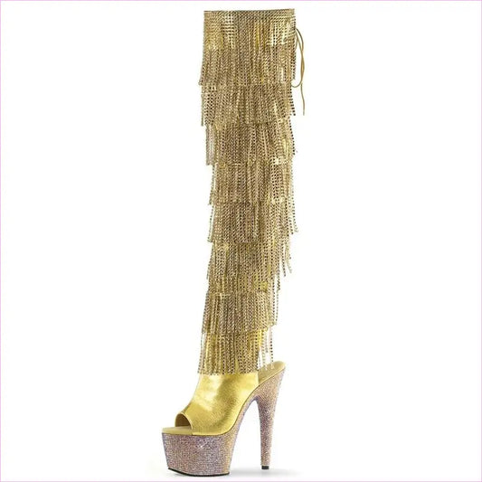 Glamorous Peep Toe Platform Heel Boots With Rhinestone