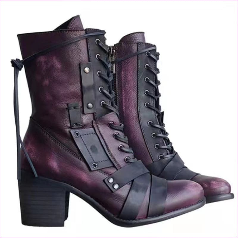 Heel Pointed Toe Steampunk Calf Length Boots for Fashion