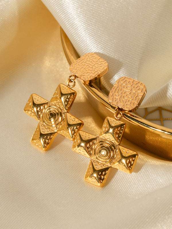 New spiral cross pendant geometric earrings