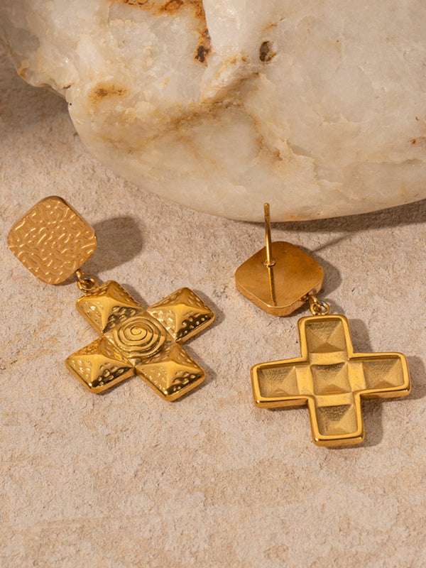 New spiral cross pendant geometric earrings