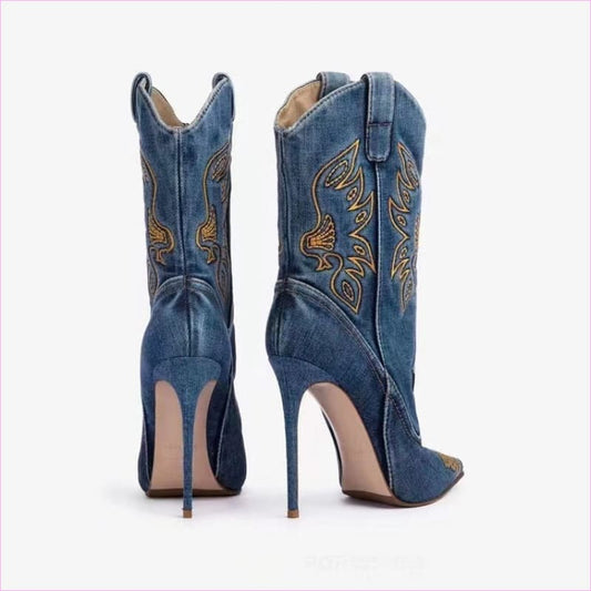 Ladies Western Cowboy Style High Heel Boots