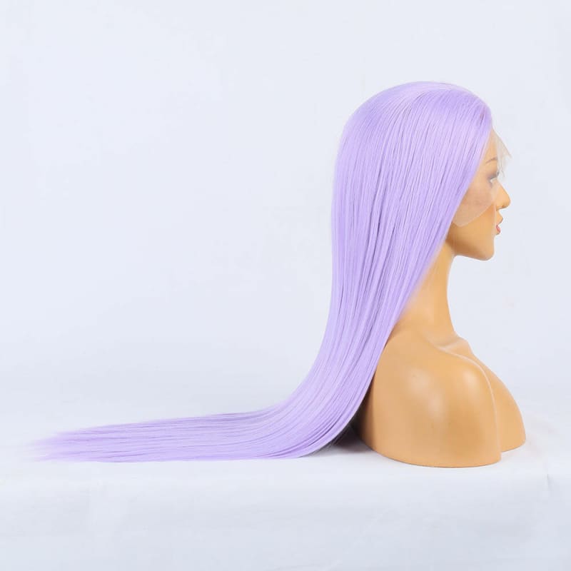 Light Purple Chemical Fibre Lace Long Straight Wig