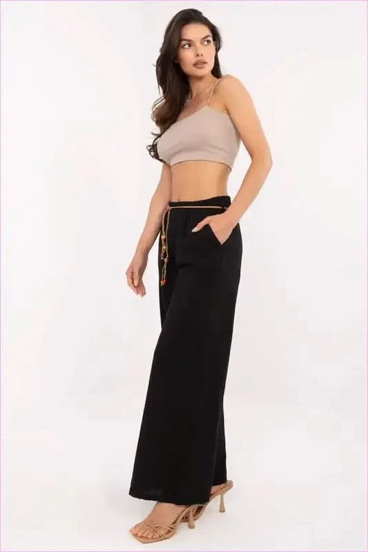 Linen Cotton Trousers for Women's Fashion Style Italy Moda