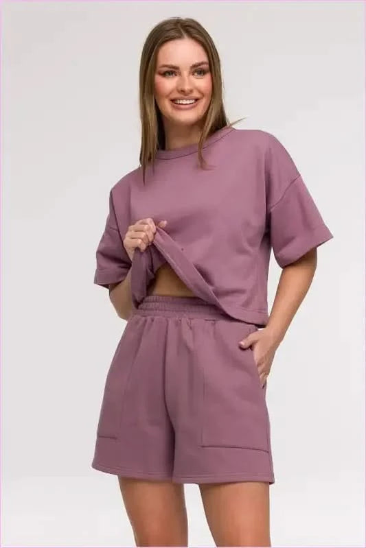 Loose High Waist Summer Shorts Women's Fashion BeWear violet s