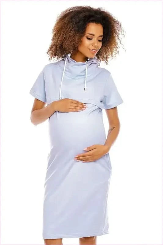 Maternity and Nursing Dress Unique Style PeeKaBoo blue s
