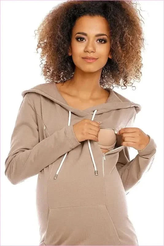 Maternity Breastfeeding Hoodie Dress Unique Style Fashion PeeKaBoo