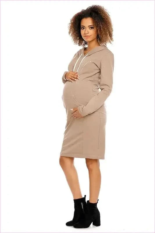 Maternity Breastfeeding Hoodie Dress Unique Style Fashion PeeKaBoo