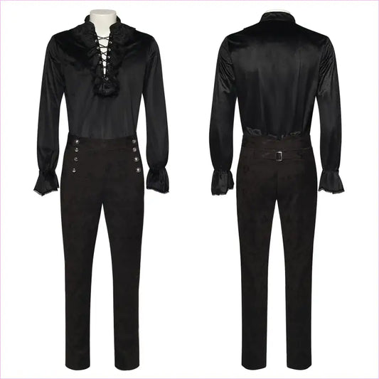 Mens Medieval Pleated Steampunk Civil War Shirt