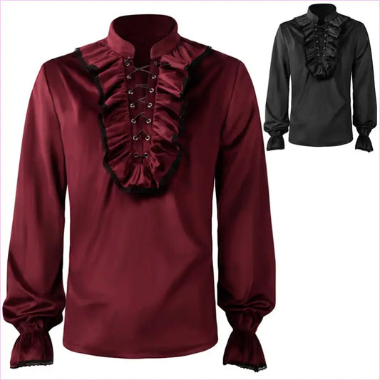 Mens Medieval Pleated Steampunk Civil War Shirt Suede Shirt