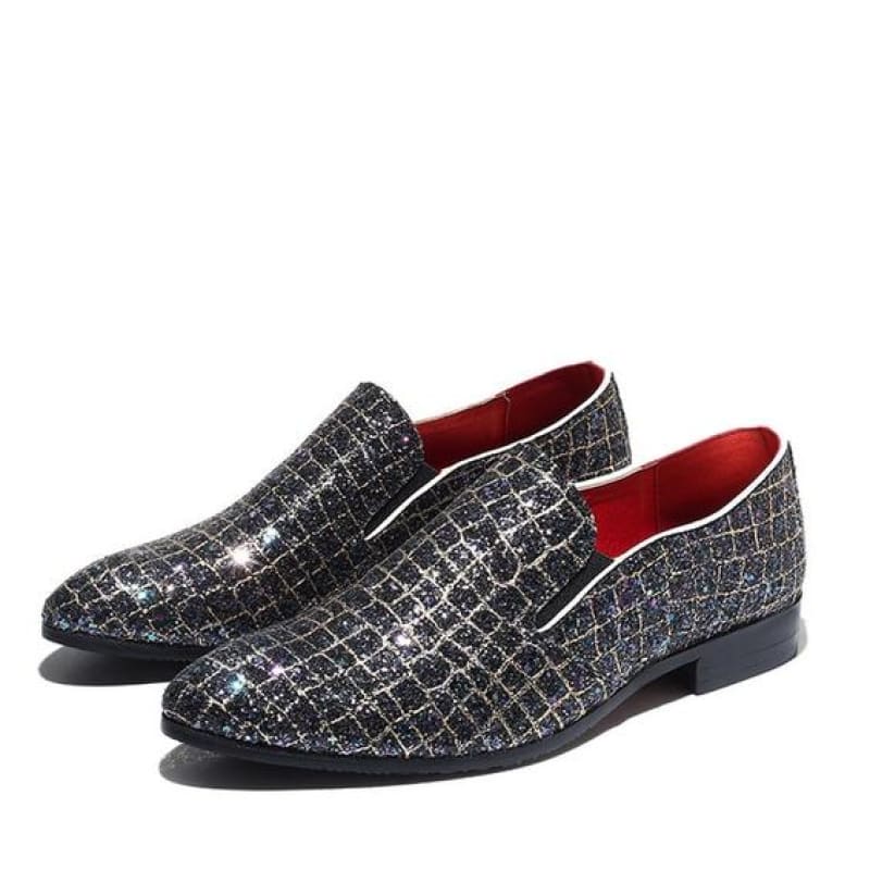 Men’s Pointed Sequin Glitter Shoes - Perfect For Proms