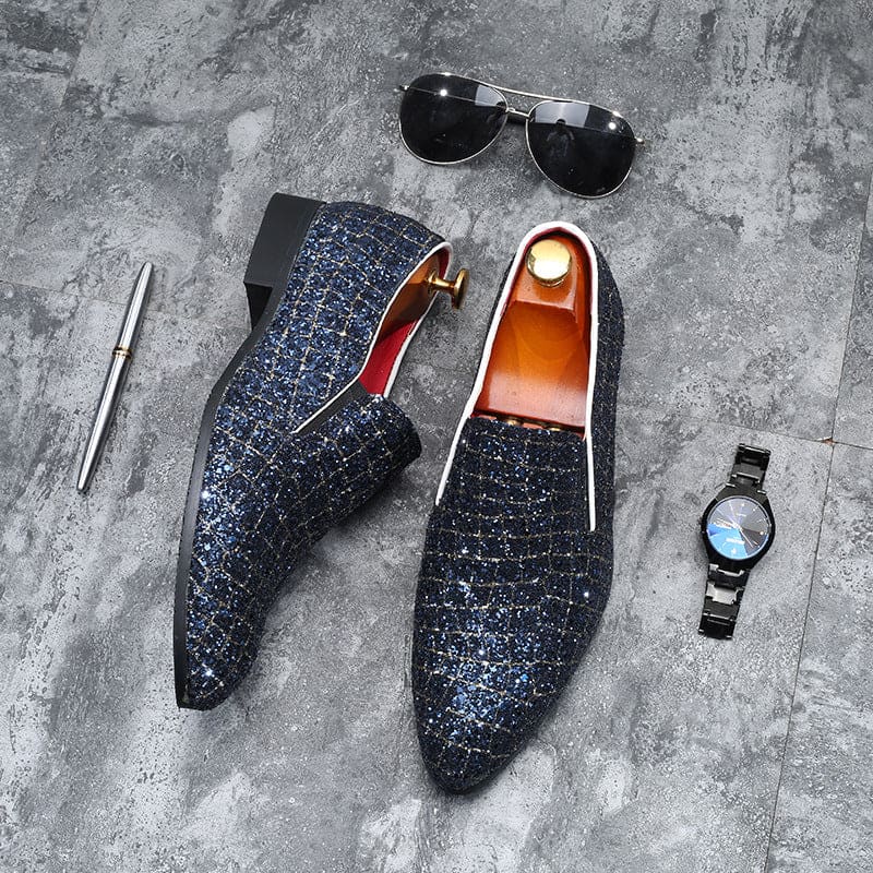 Men’s Pointed Sequin Glitter Shoes - Perfect For Proms
