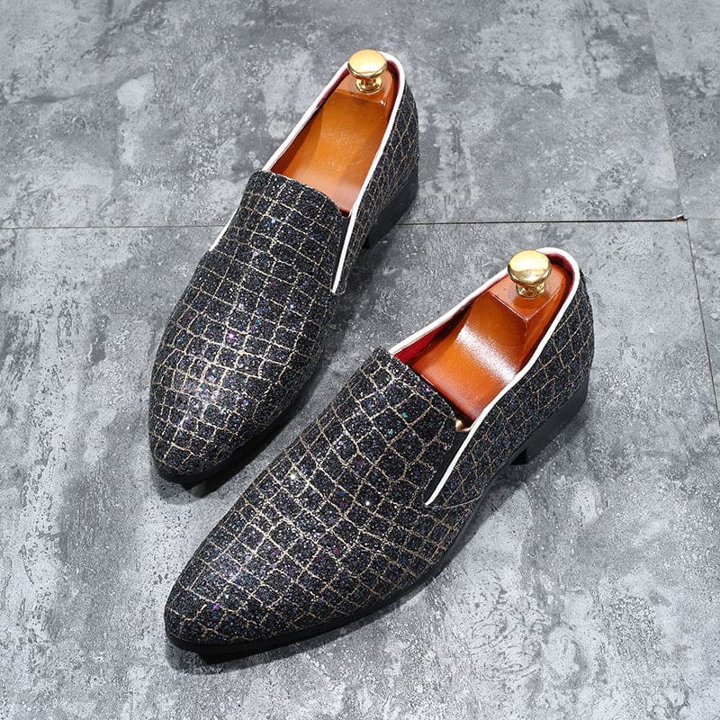 Men’s Pointed Sequin Glitter Shoes - Perfect For Proms