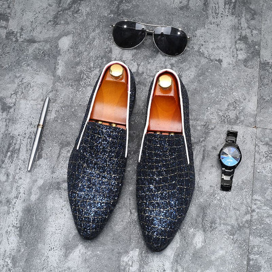 Men’s Pointed Sequin Glitter Shoes - Perfect For Proms
