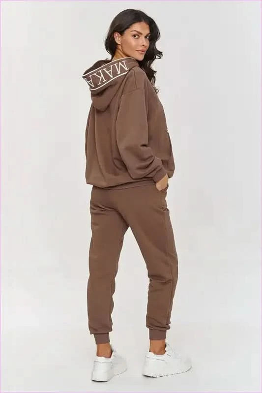 Minimalist Embroidered Hoodie and Pants Set Unique Character Fashion Style Makadamia