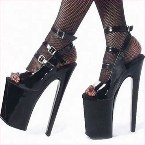Black Patent Platform Shoes in Plus Sizes | 20cm Extreme