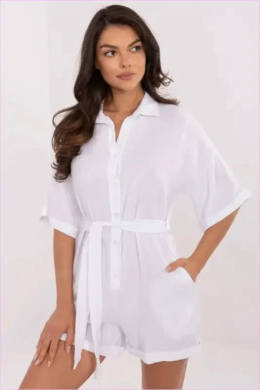 Muslin Cotton Jumpsuit Everyday Fashion Style Italy Moda white one-size-fits-all