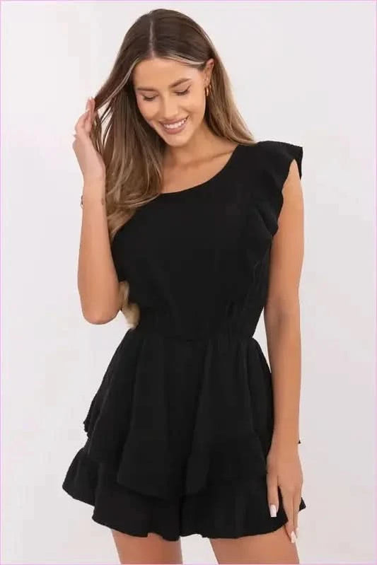 Muslin Cotton Jumpsuit Unique Women's Fashion Style Italy Moda black one-size-fits-all
