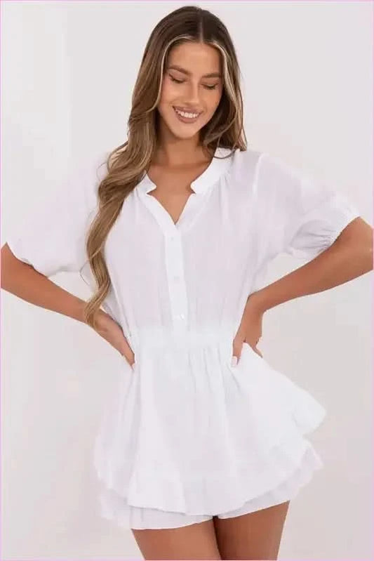 Muslin Jumpsuit Dress Unique Style Fashion Italy Moda white one-size-fits-all