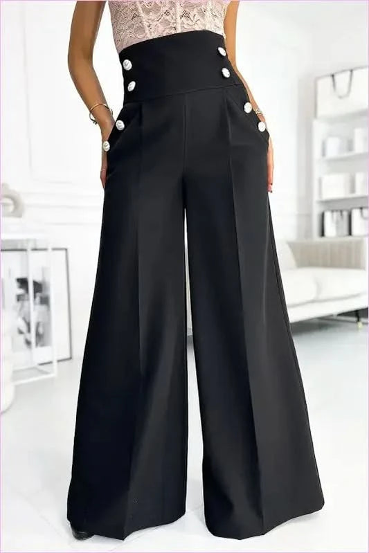 Numoco Black Wide Leg Pants High Waist Fashion Numoco black s