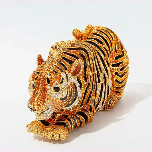 Metal Bling RhinestoneTiger Evening Luxury Clutch Bag