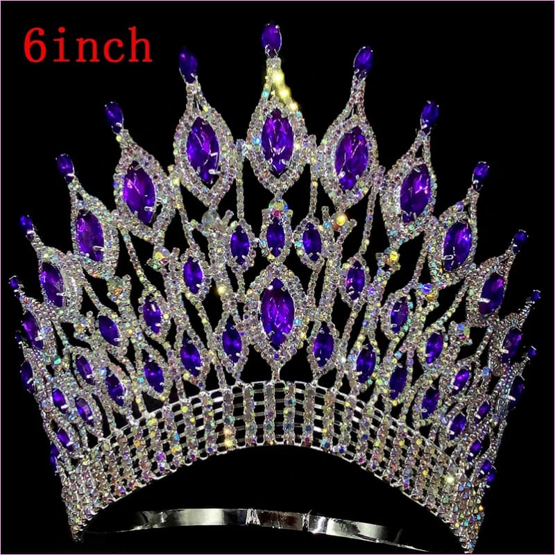 Rhinestone Wedding Crown Tiara Hair Jewellery 6 inch -purple