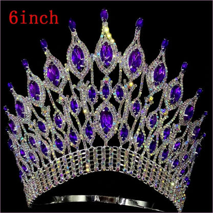 Rhinestone Wedding Crown Tiara Hair Jewellery 6 inch -purple