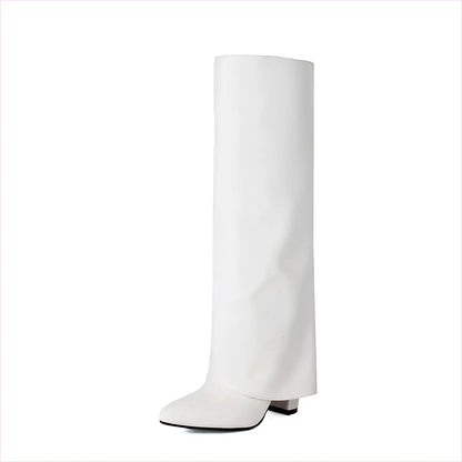 Plus Size Unisex High Heel Fold Over Boots for All Bodies