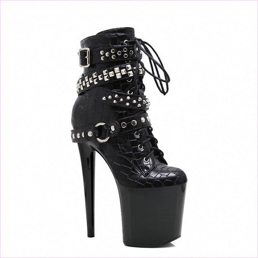 Pole Dance High Nightclub Platform Patent Leather Boots