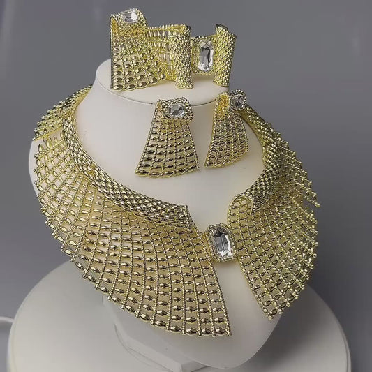 Ladies Luxury Elegant African Style Gold Plated Jewellery Set