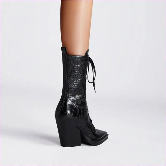 Retro Winkle Picker Toe Boots Stone Pattern for Sale