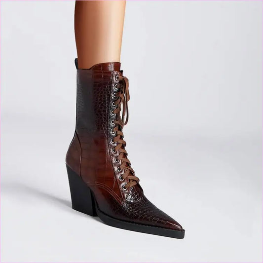 Retro Winkle Picker Toe Boots Stone Pattern for Sale