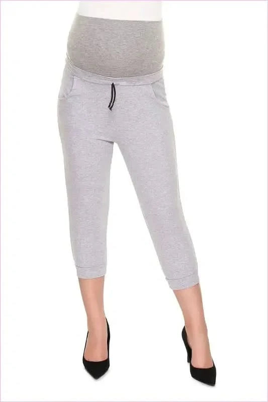 Ribbed Maternity Trousers Unique Style PeeKaBoo grey S/M