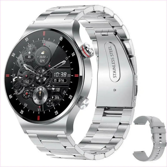 Smart Watch ECG PPG Music Player and Pedometer Silver steel