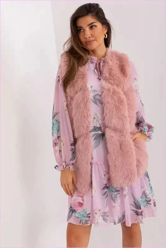 Soft Fur Vest Comfortable Wear Fashion Style AT pink S/M