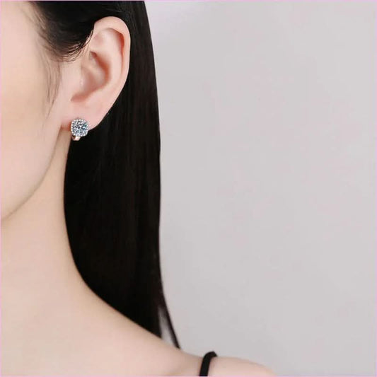 Solid Silver 1 Carat Moissanite Classic Hoop Earrings - Pleasures and Sins