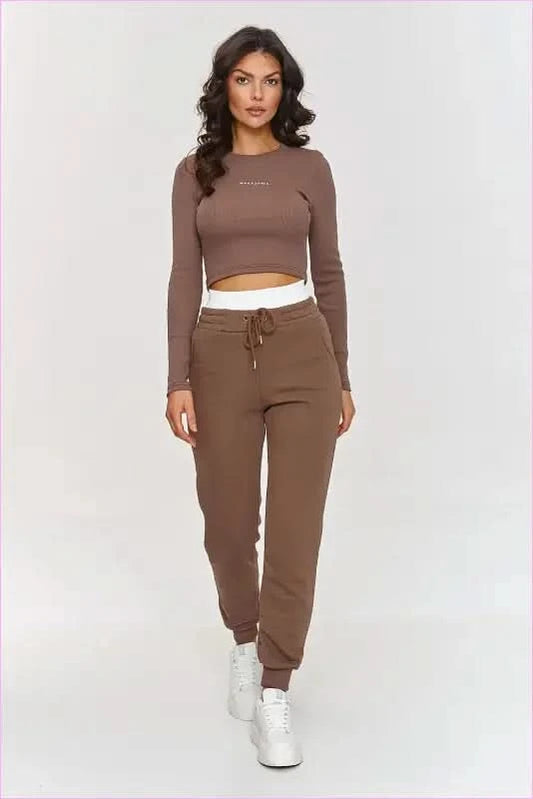 Striped Cotton Set Unique Fashion Style Makadamia brown one-size-fits-all