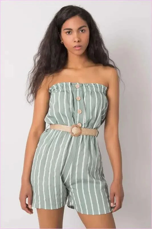 Striped Jumpsuit Casual Style Fashion Rue Paris green s