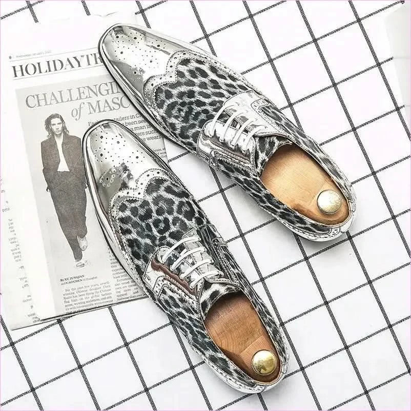 Stylish Silver Patent Leopard Print Shoes for a Bold Look - Pleasures and Sins