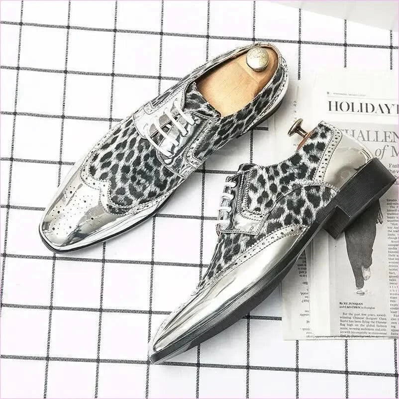 Stylish Silver Patent Leopard Print Shoes for a Bold Look - Pleasures and Sins
