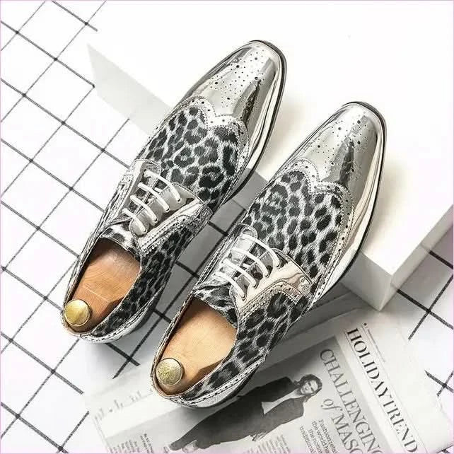 Stylish Silver Patent Leopard Print Shoes for a Bold Look - Pleasures and Sins