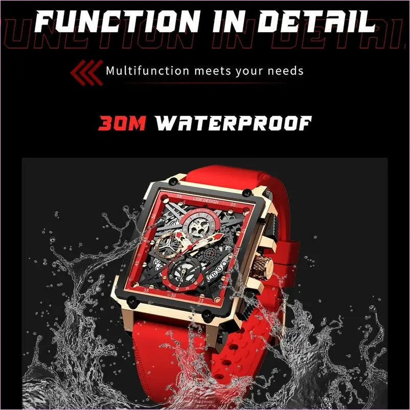 New Men’s Square Multifunction Chronograph 30M Waterproof