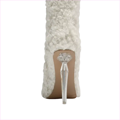 Womens Knee High Pointed Toe Boots Crystal Heel